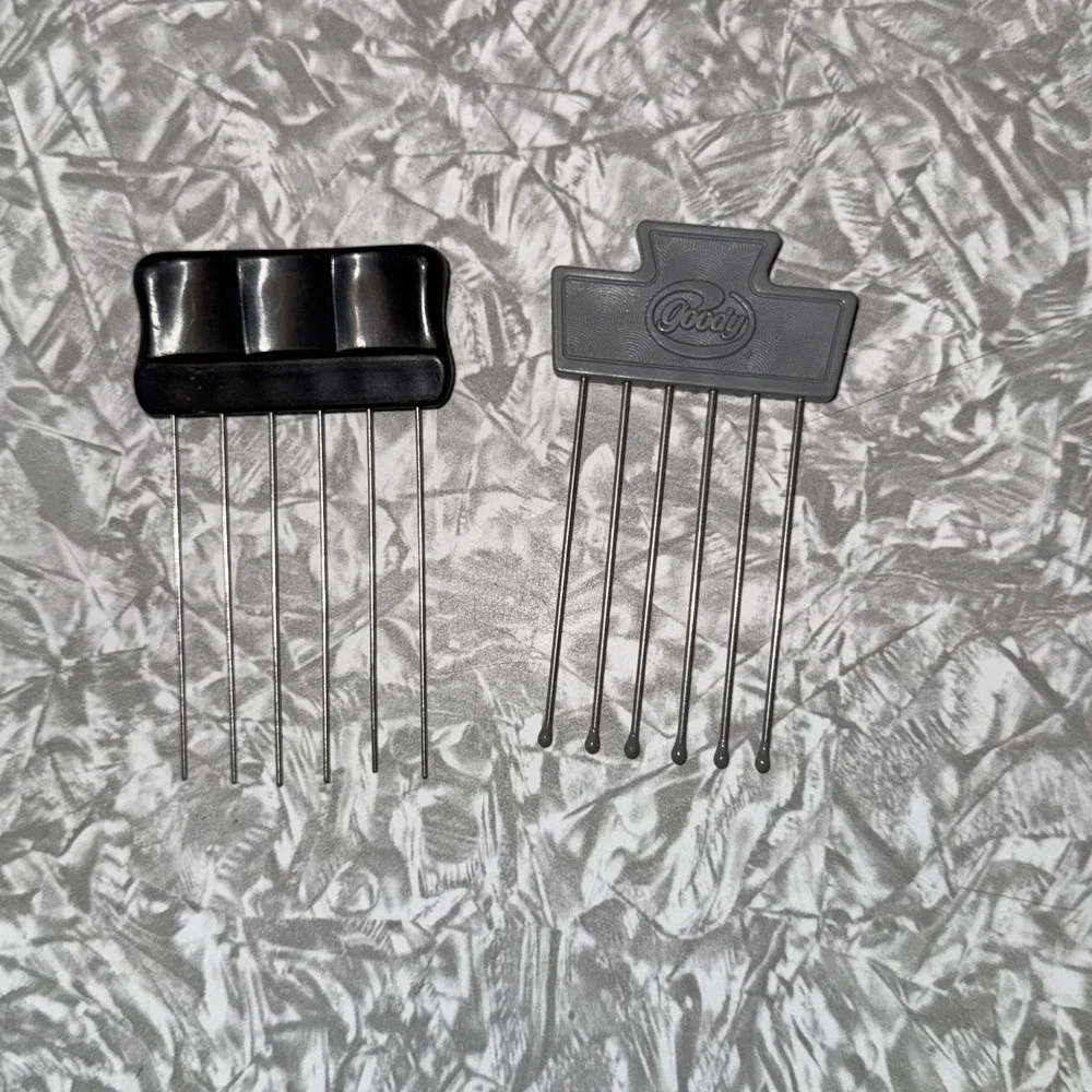 Goody Hair Grey Pick Comb Tease Lift Metal Purse Travel 3.5